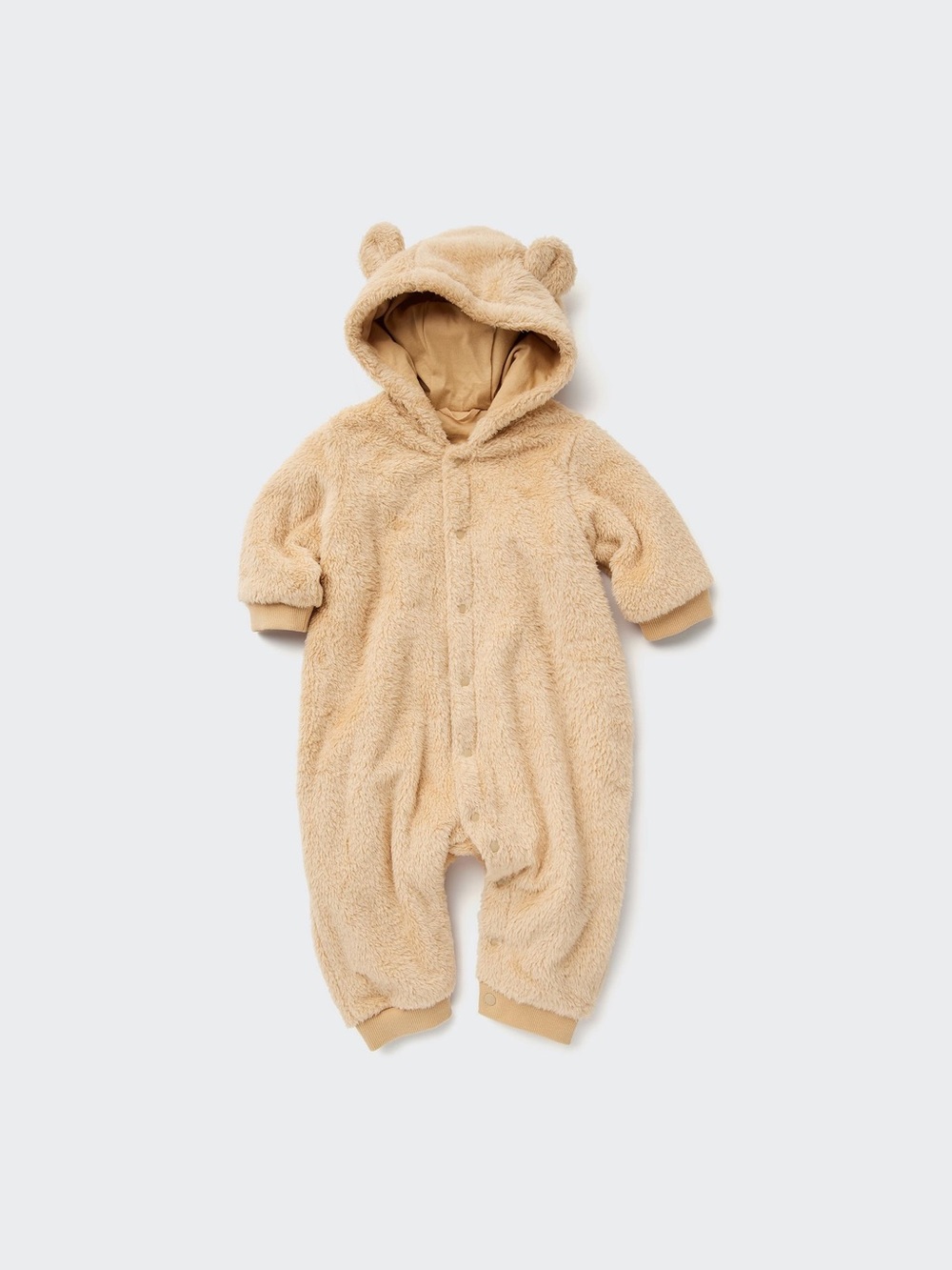 Cozy Teddy Hooded One-Piece in Beige